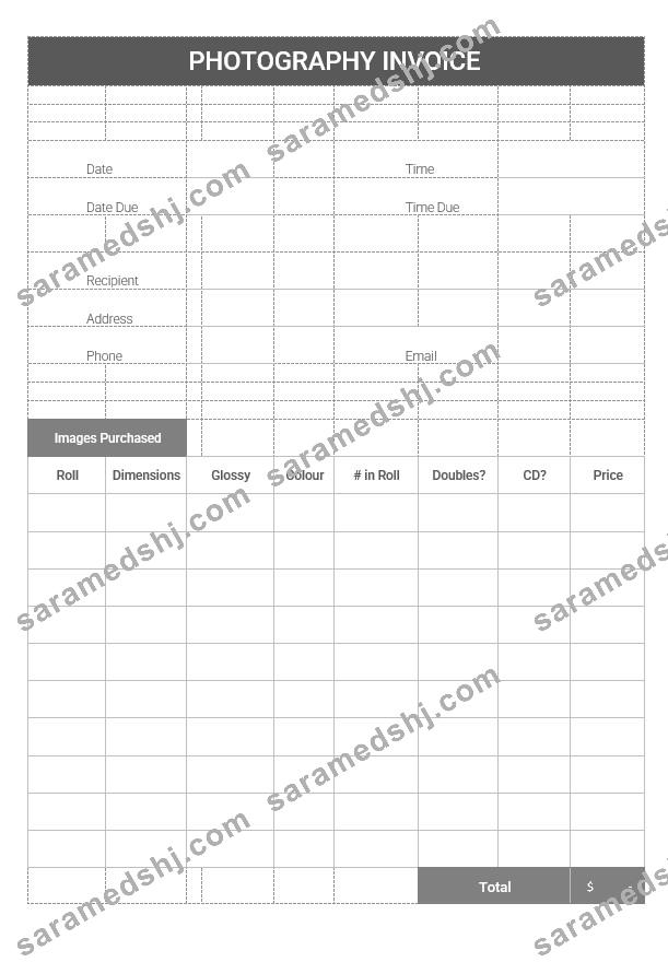 Printable Photography Invoice Template
